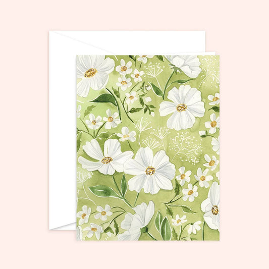 Garden Greens and Daisies Card