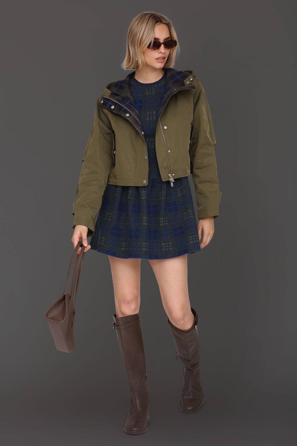 Cropped Anorak Rain Jacket - Military