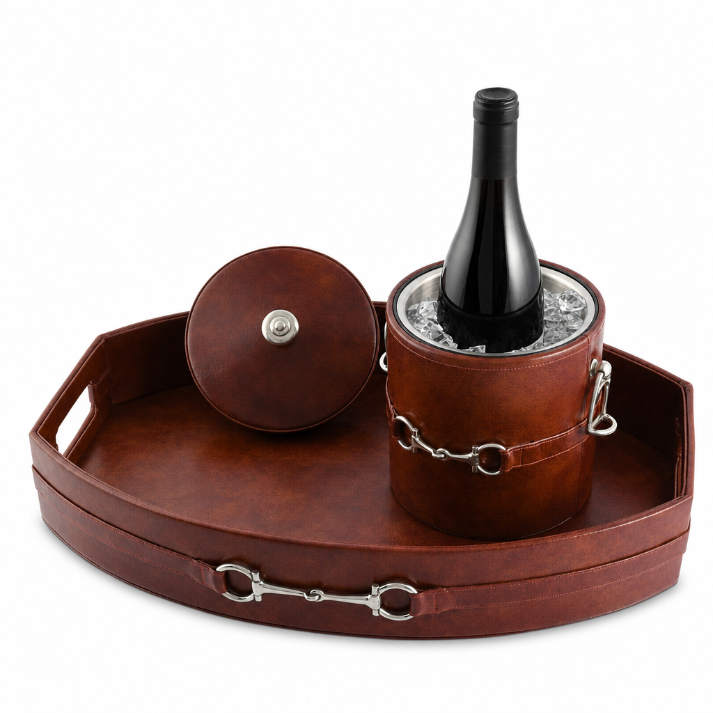 Equestrian Horse Bit Vegan Leather Ice Bucket