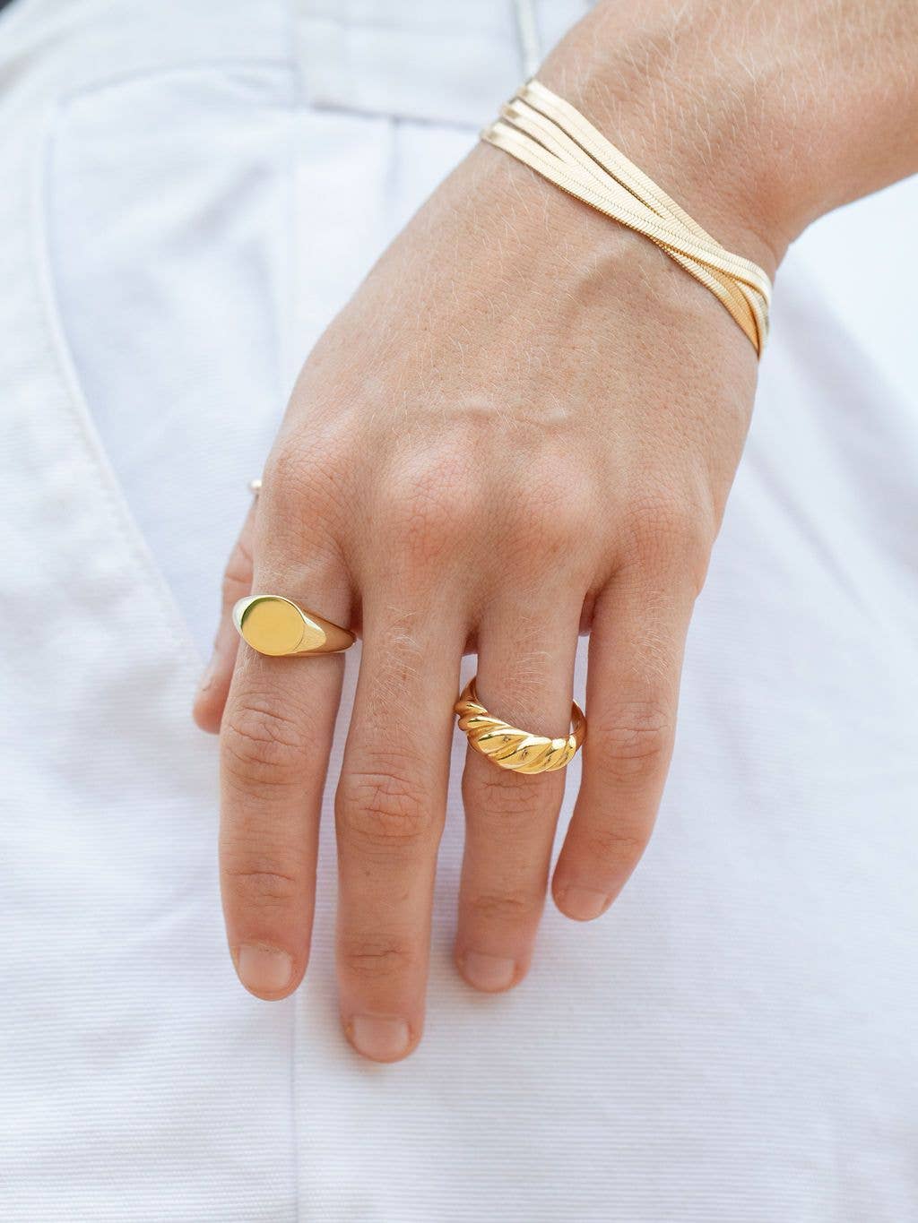 Gold Herringbone Bracelet - 7 in