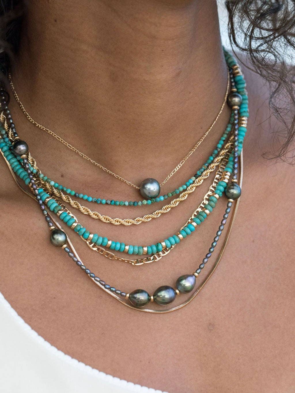 Gold Single Floating Tahitian Pearl Necklace - 17 Inch