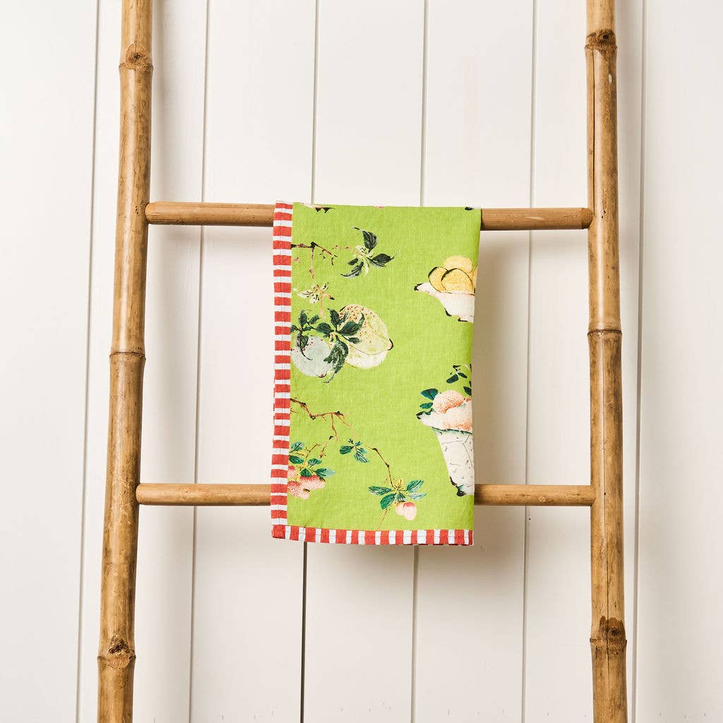 Linen Tea Towel - Fruit Bowl Green