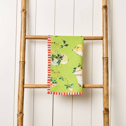 Linen Tea Towel - Fruit Bowl Green