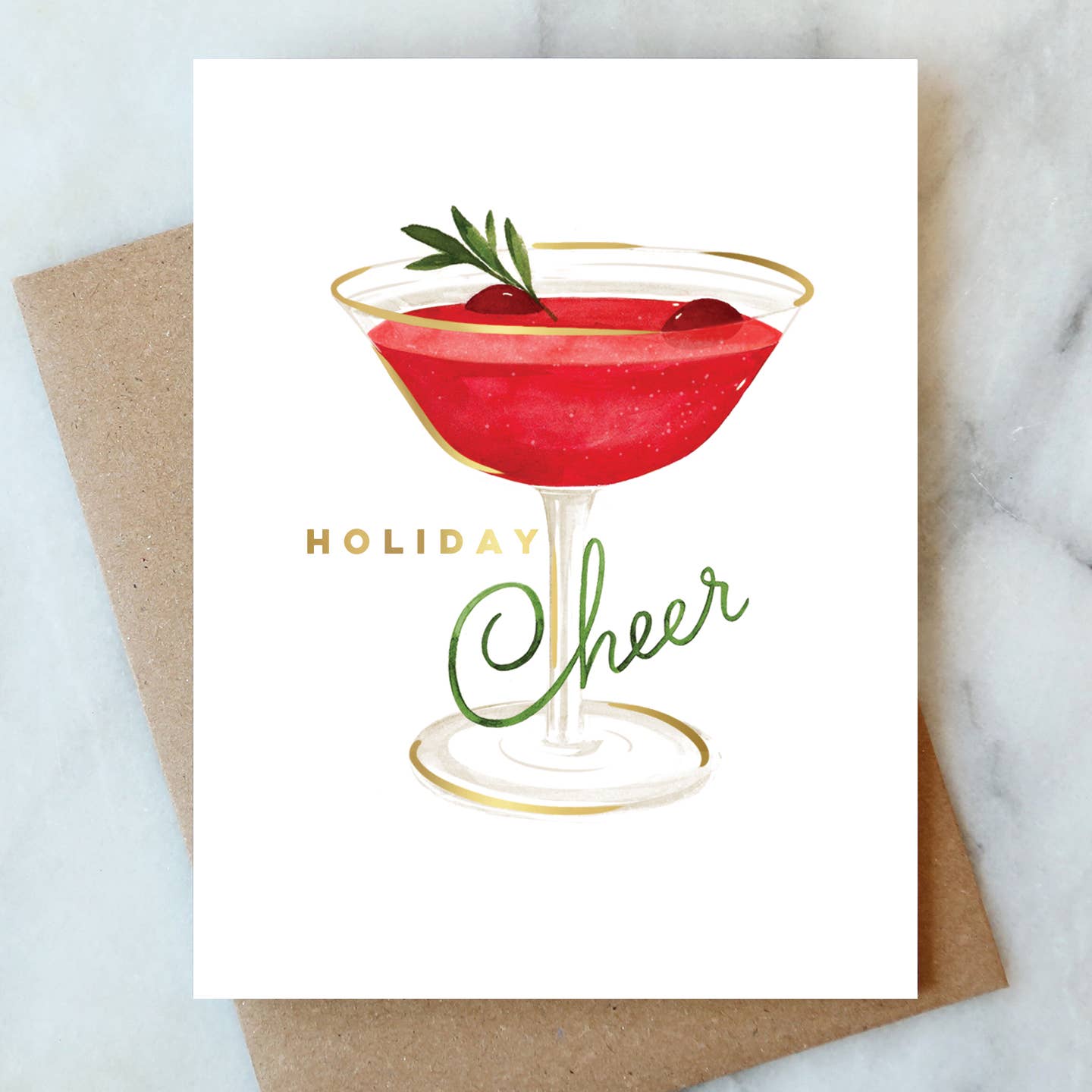 Cranberry Cocktail Greeting Card - Abigail Jayne Design