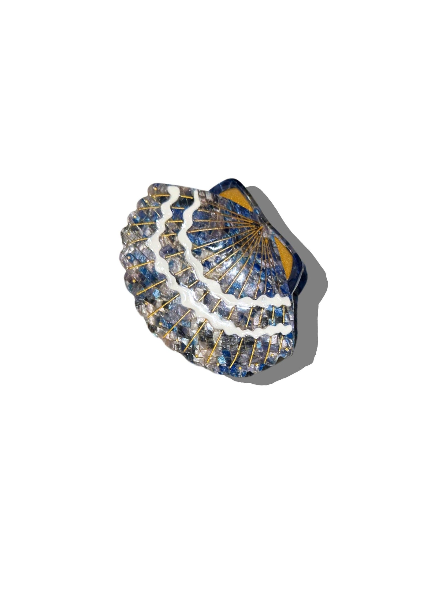 Hand-painted Seashell Claw Hair Clip - Blue