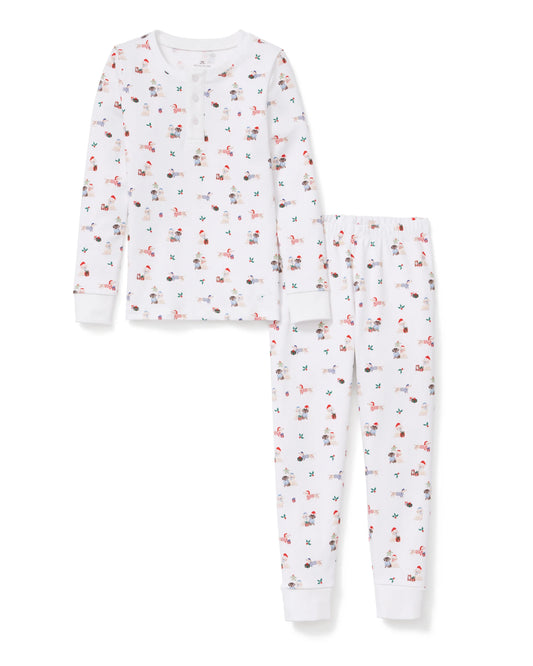 Kid's Pima Snug Fit Pajama Set in Woof de Noël - Petite Plume