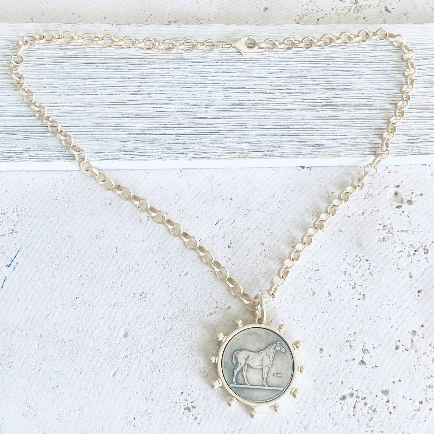 Matte Gold Horse Necklace
