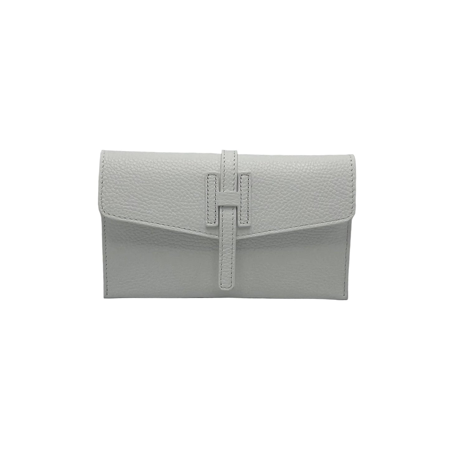 Genuine Leather H Wallet, Made in Italy - Black