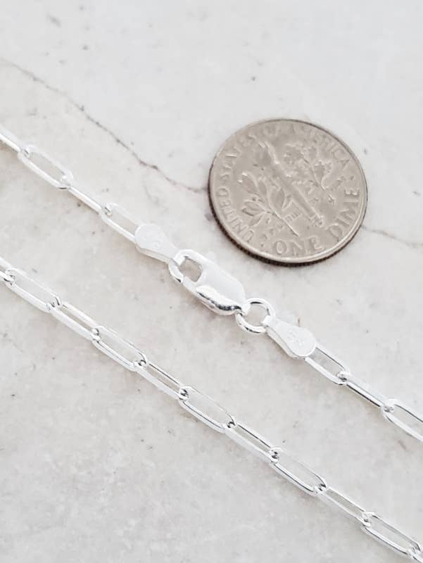 Sterling Silver Paper Clip Chain Necklace