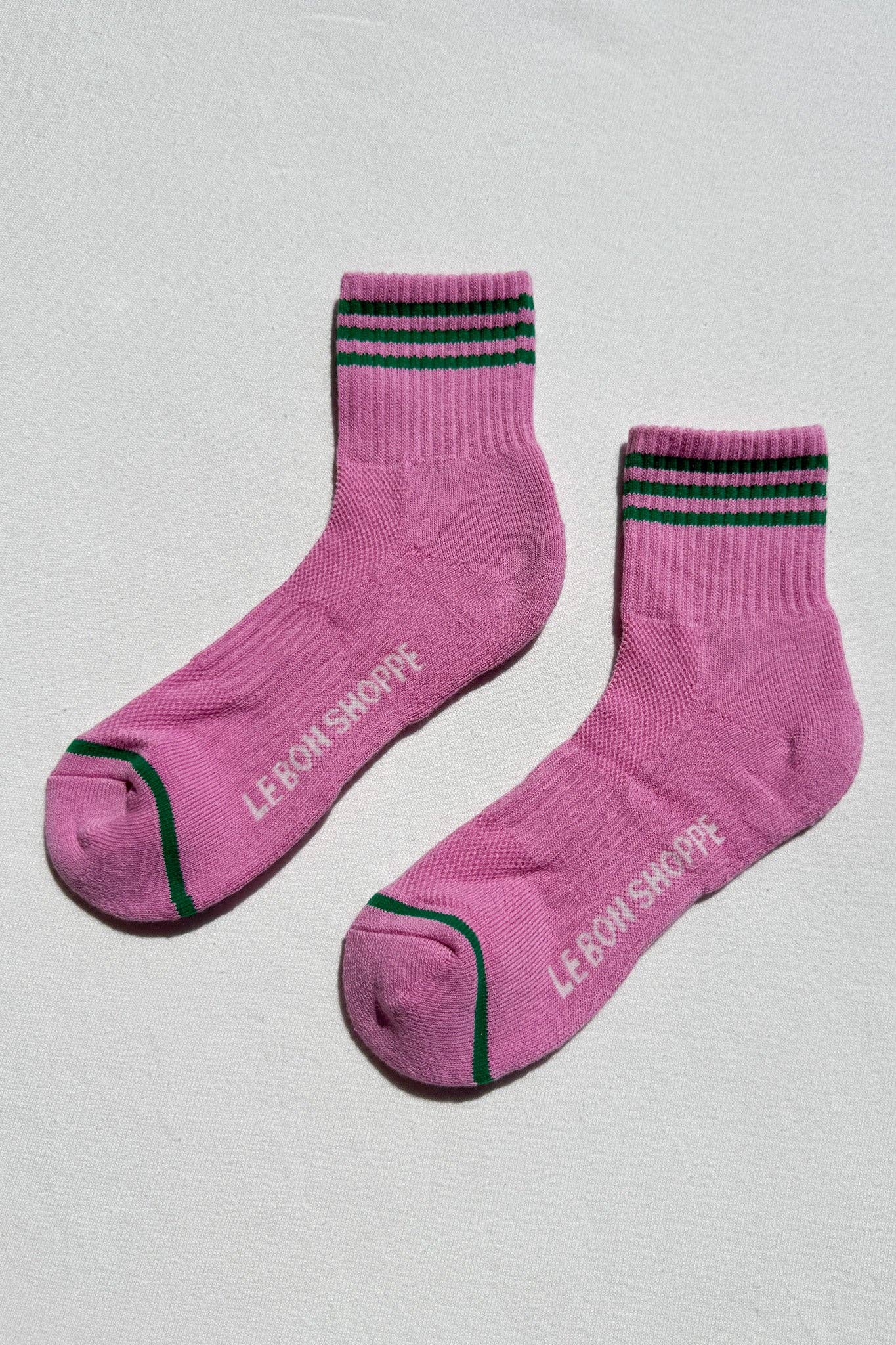 Girlfriend Socks - Rose Pink + Green