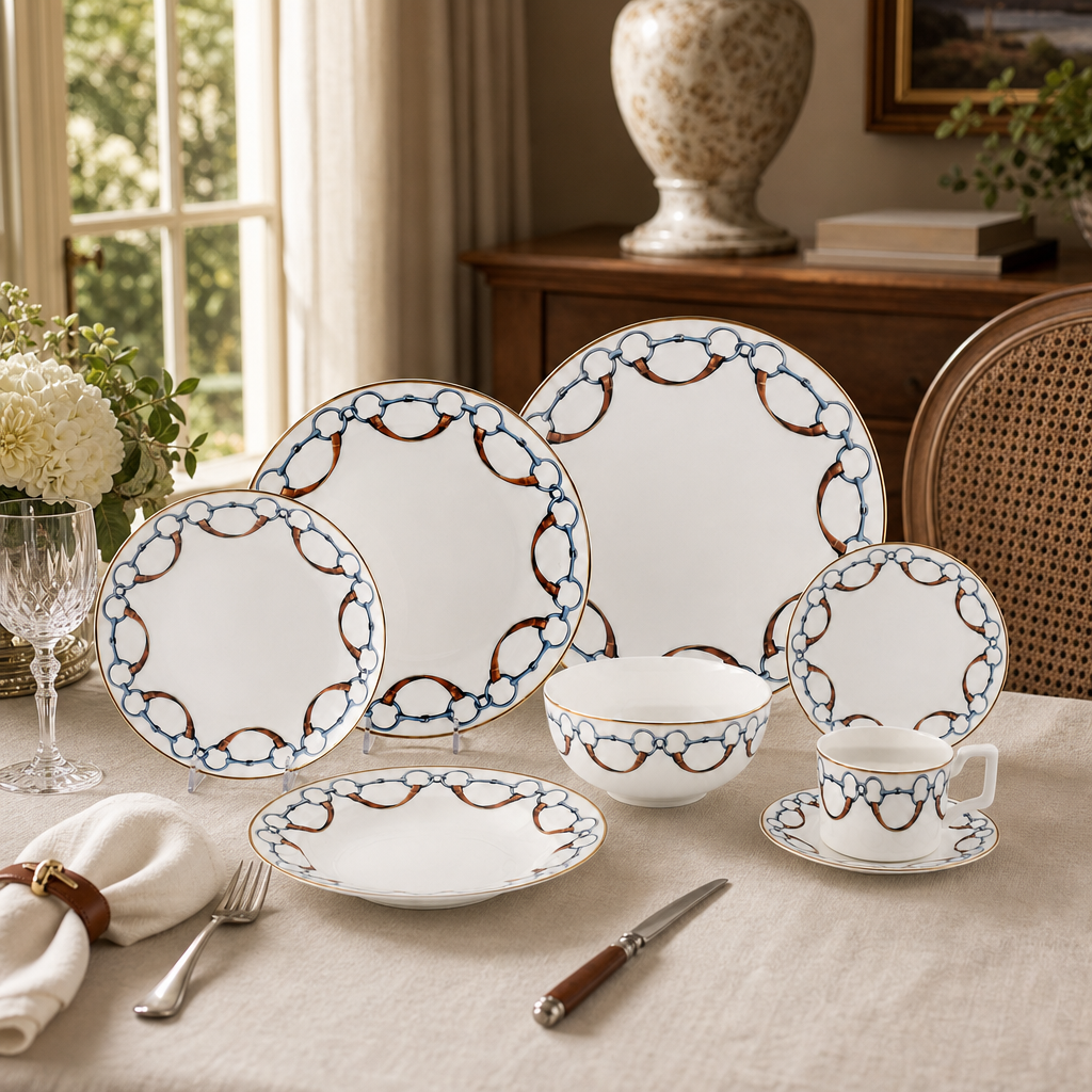 Wellington Bit Pattern Bone China Round Dinner Plate
