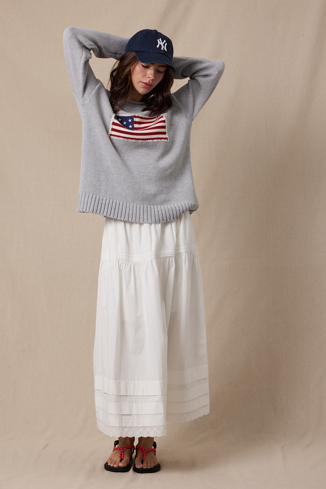 American Flag Sweater - Grey