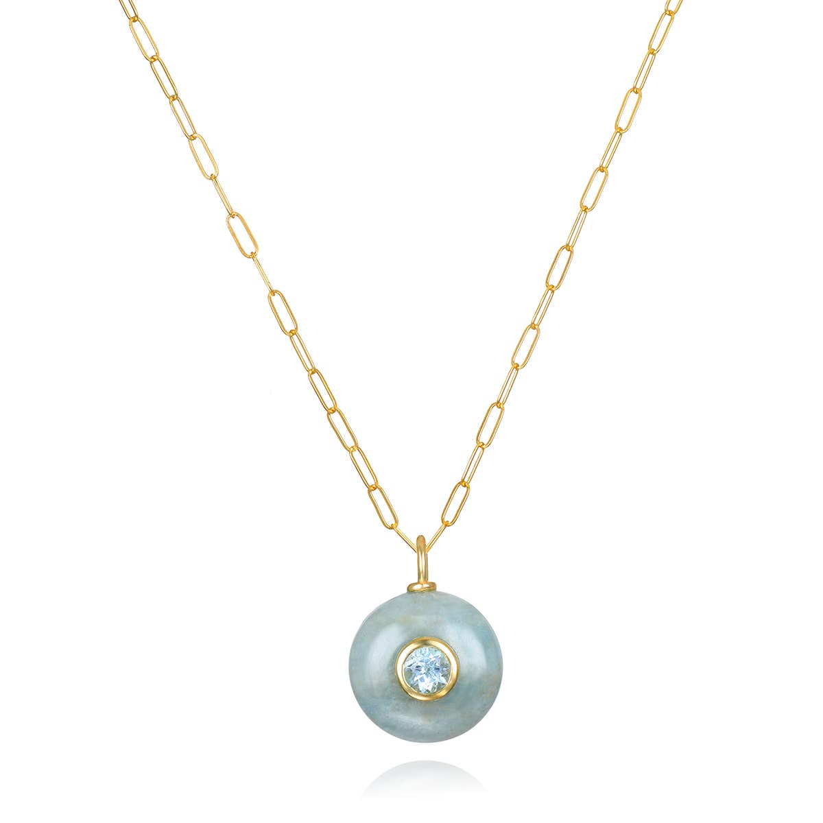 Aquamarine & Blue Topaz Paperclip Necklace
