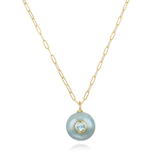 Aquamarine & Blue Topaz Paperclip Necklace
