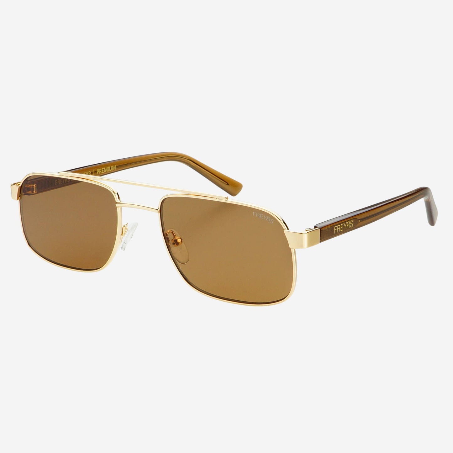 Vesper Unisex Aviator Sunglasses - Gold + Solid Brown - FREYRS