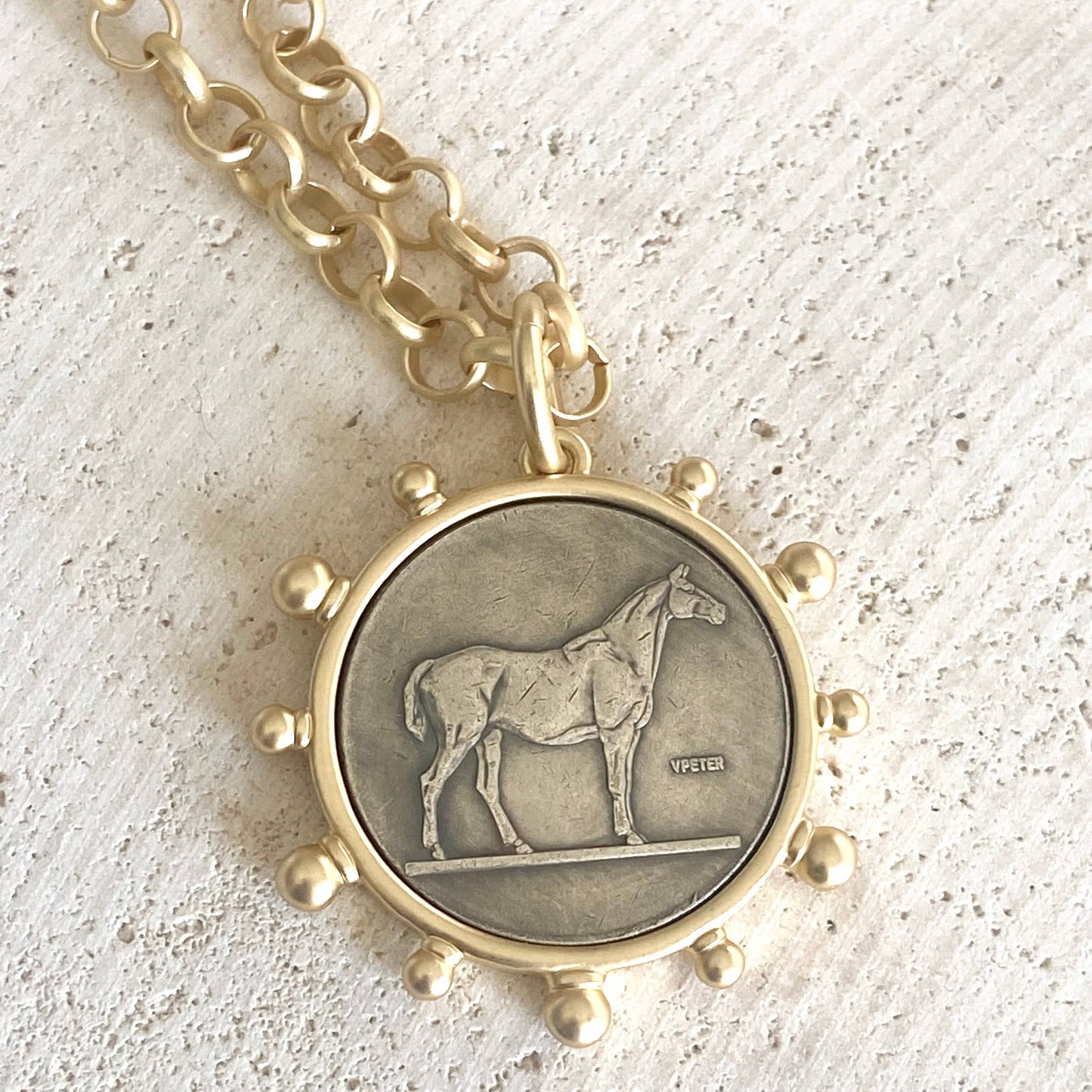 Matte Gold Horse Necklace