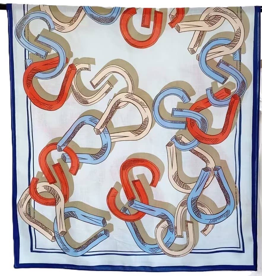 Equestrian Red + Blue Scarf