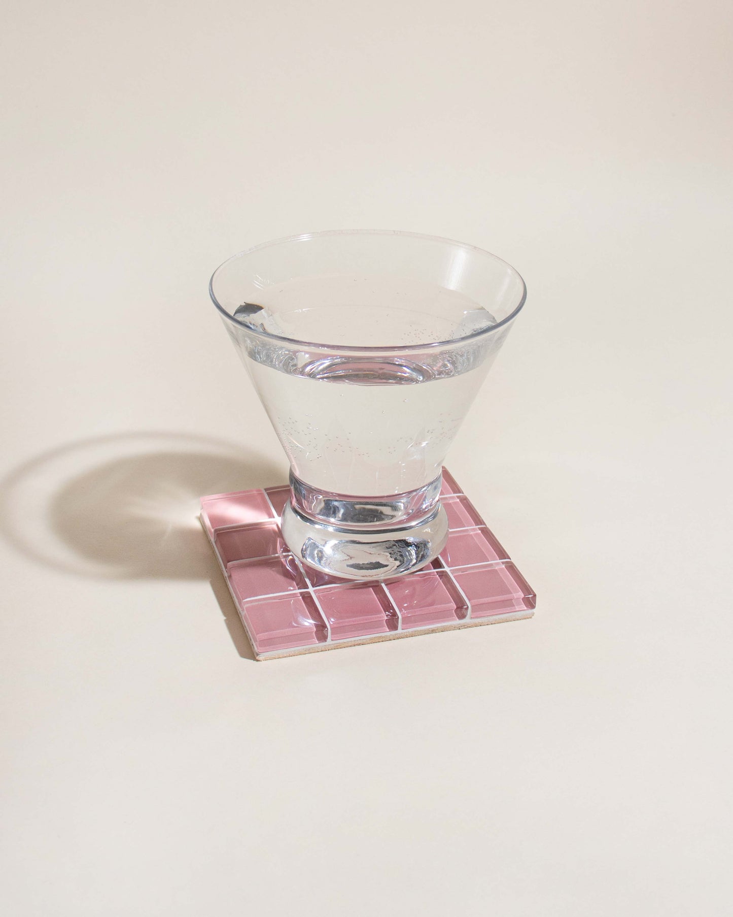 Glass Tile Checkered Coaster - Pink