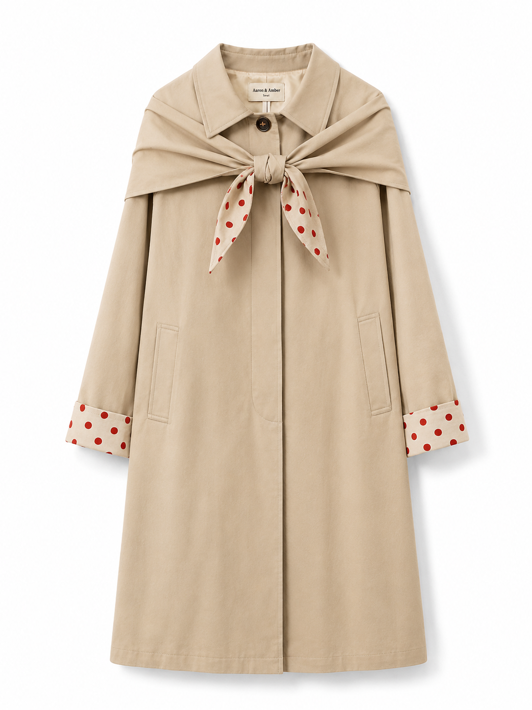 Detachable Scarf Button Down Jacket - Navy
