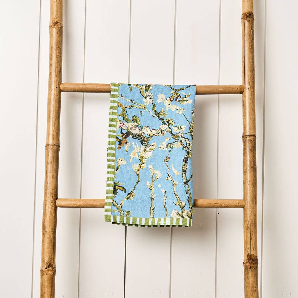 Linen Tea Towel - Light Blue Branches