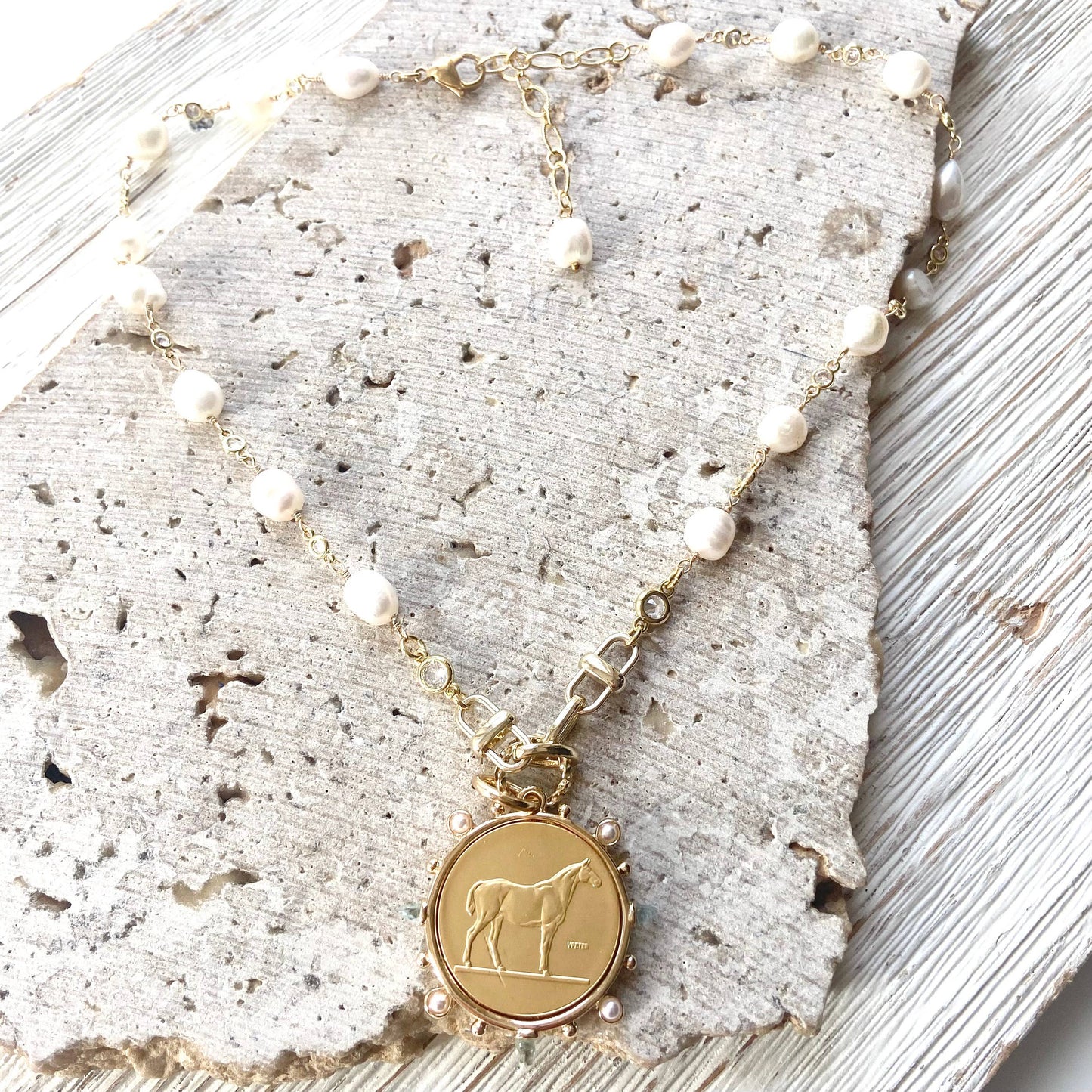 Horse Coin Pearl Necklace