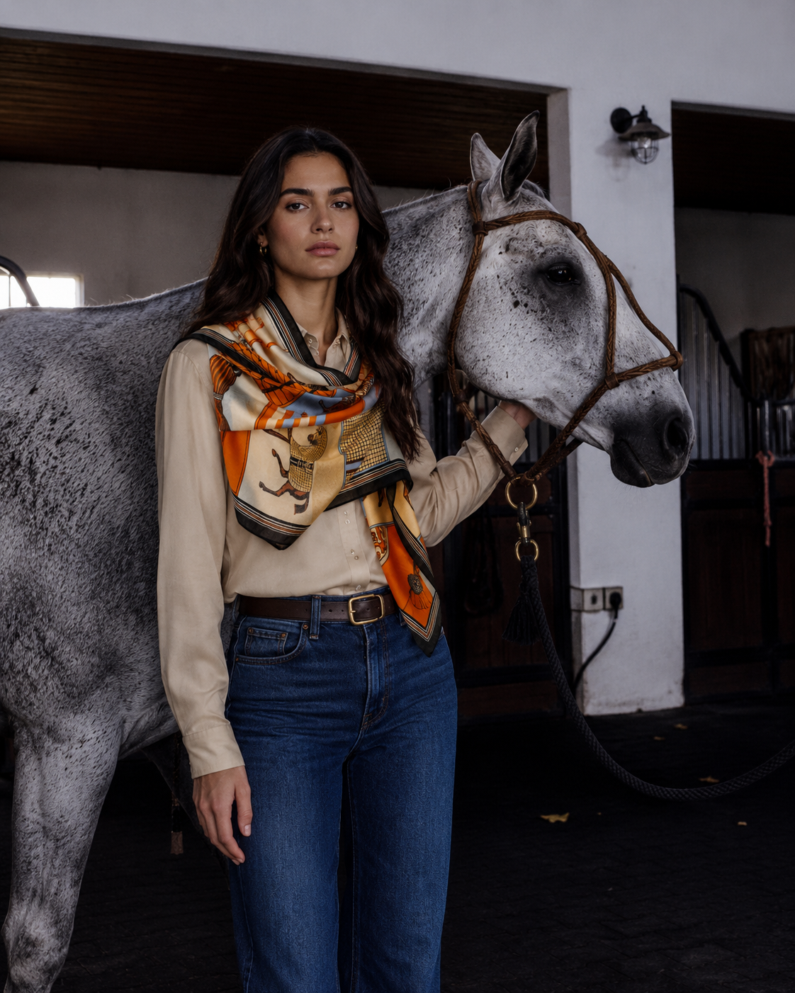 Equestrian Blue + Orange Scarf