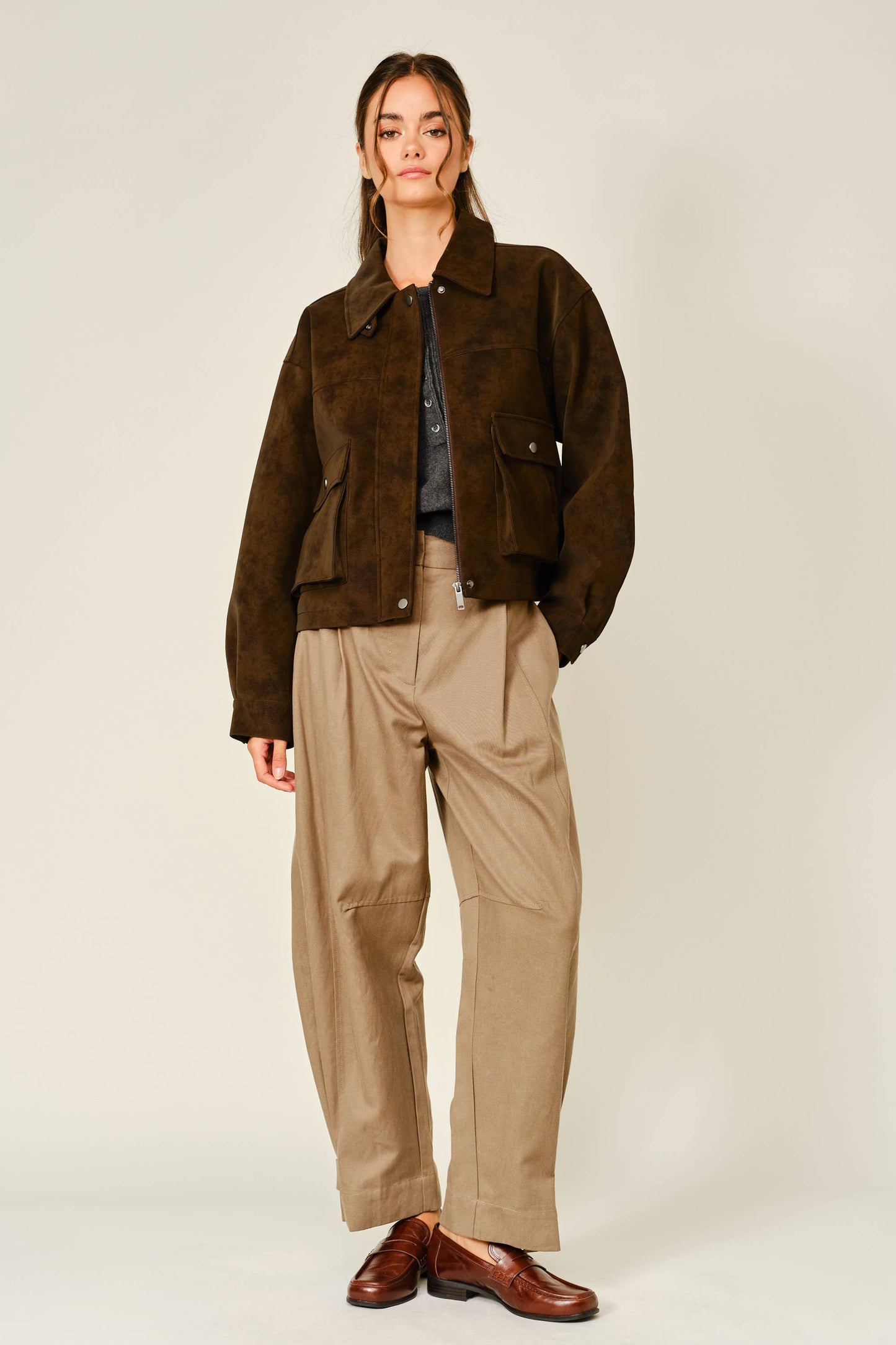 Vintage Vegan Leather Jacket - Chocolate