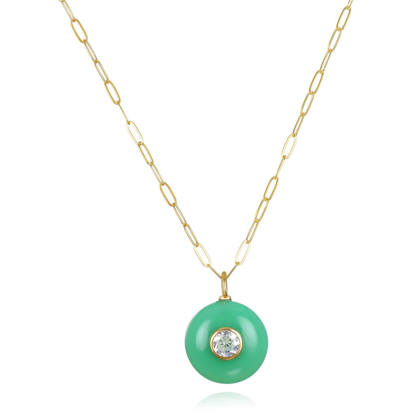 Chrysoprase & Topaz Paperclip Necklace