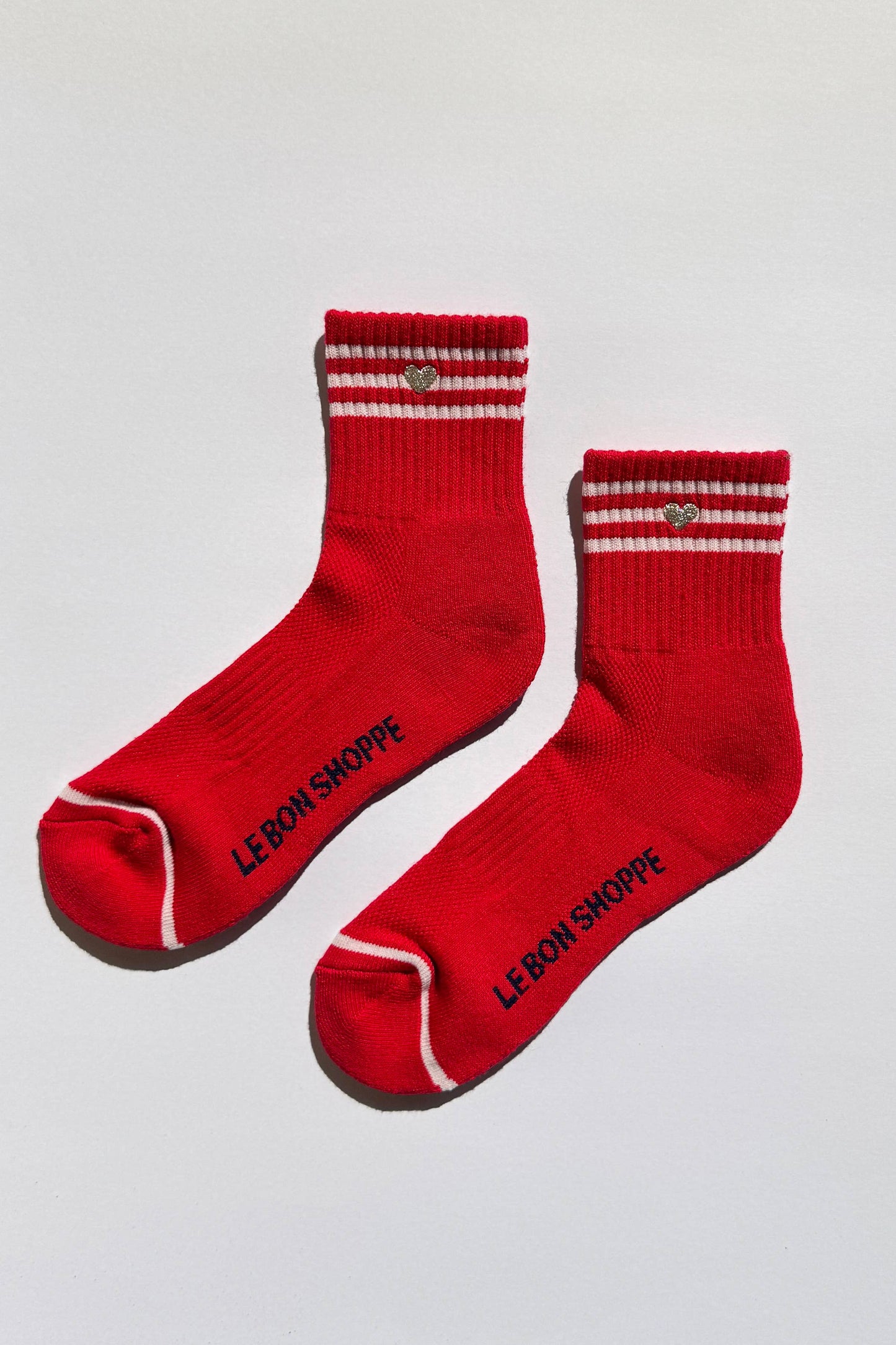 Embroidered Girlfriend Socks - Red, White Heart