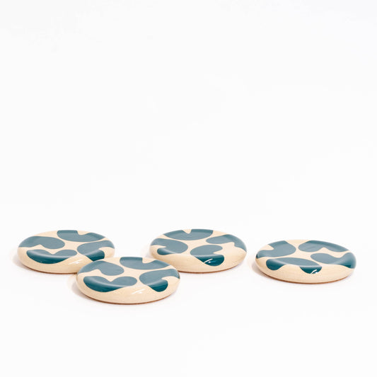 Coaster 4-Set - Blobs - Teal