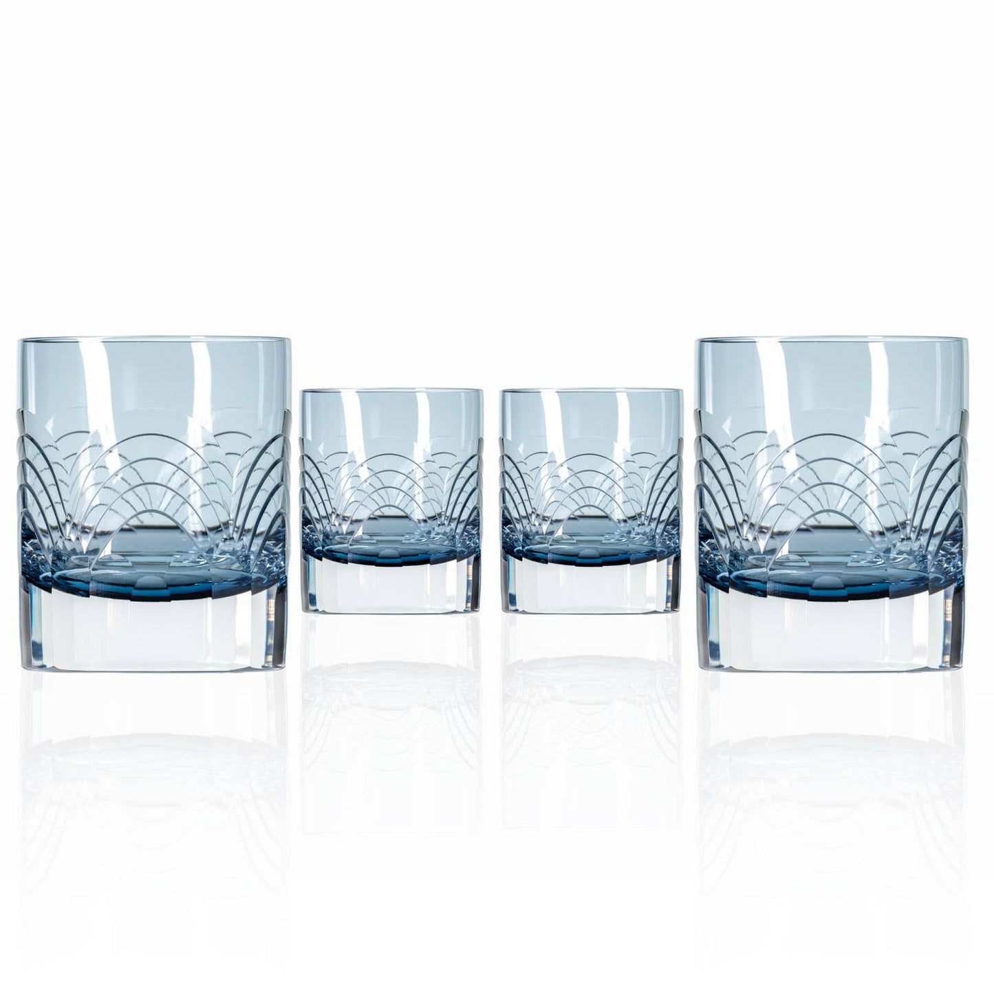 Cascades Blue Rocks Glass 7oz – Engraved Whiskey Glass - Set of 4