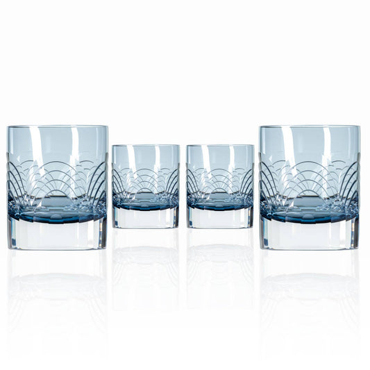 Cascades Blue Rocks Glass 7oz – Engraved Whiskey Glass - Set of 4