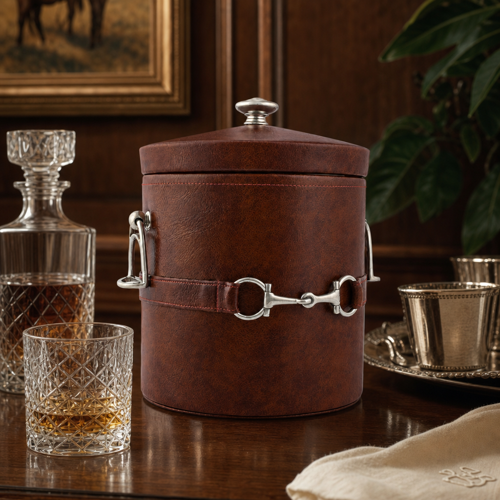 Equestrian Horse Bit Vegan Leather Ice Bucket