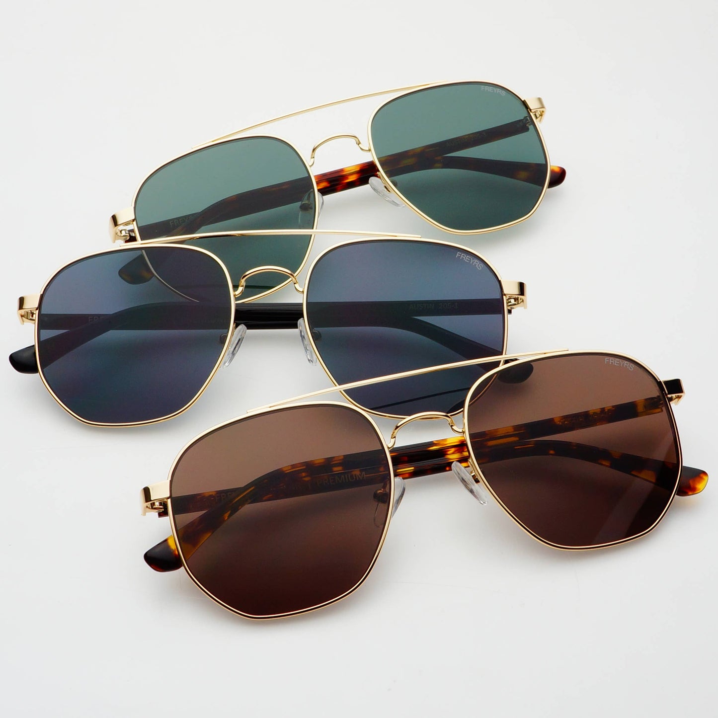 Austin Unisex Sunglasses - Gold + Green - FREYRS