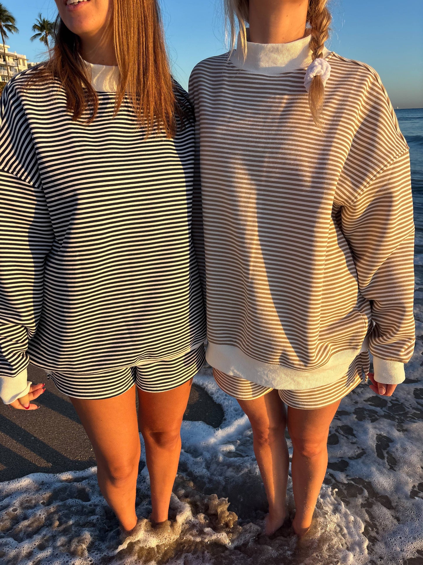 Navy and White Stripe Mockneck Sweatshirt