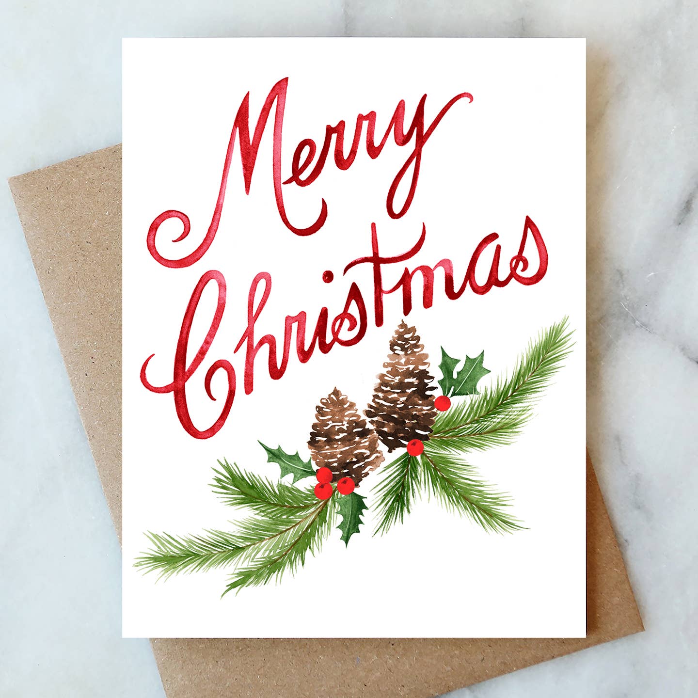 Pinecones Merry Christmas Greeting Card - Abigail Jayne Design