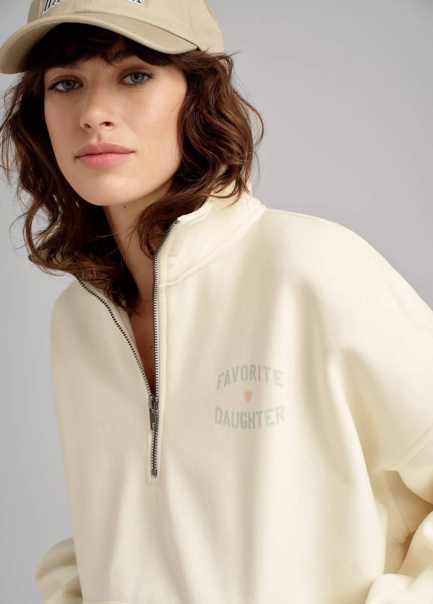 The Favorite Daughter Half Zip Sweatshirt - Cream