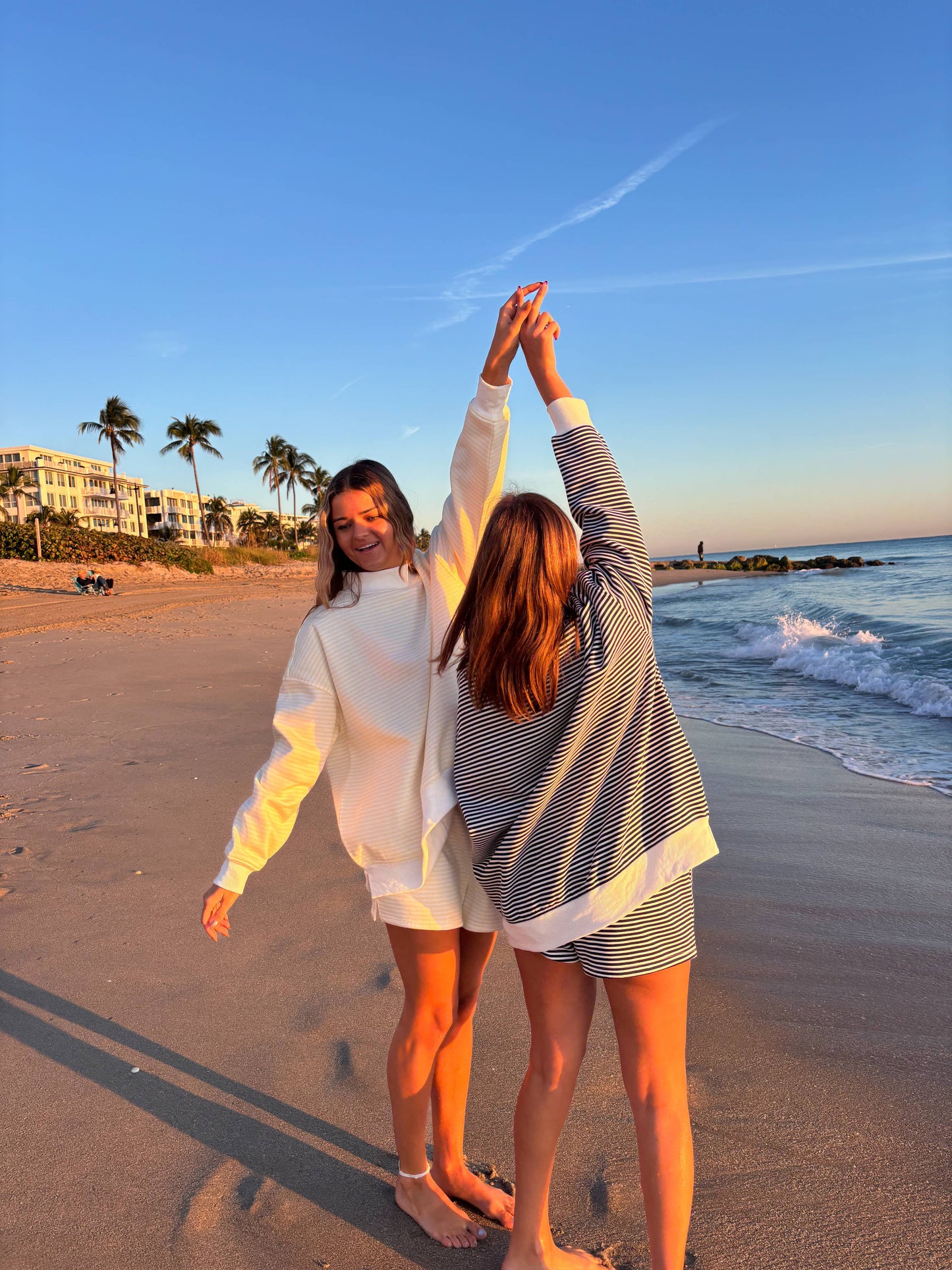 Navy and White Stripe Mockneck Sweatshirt