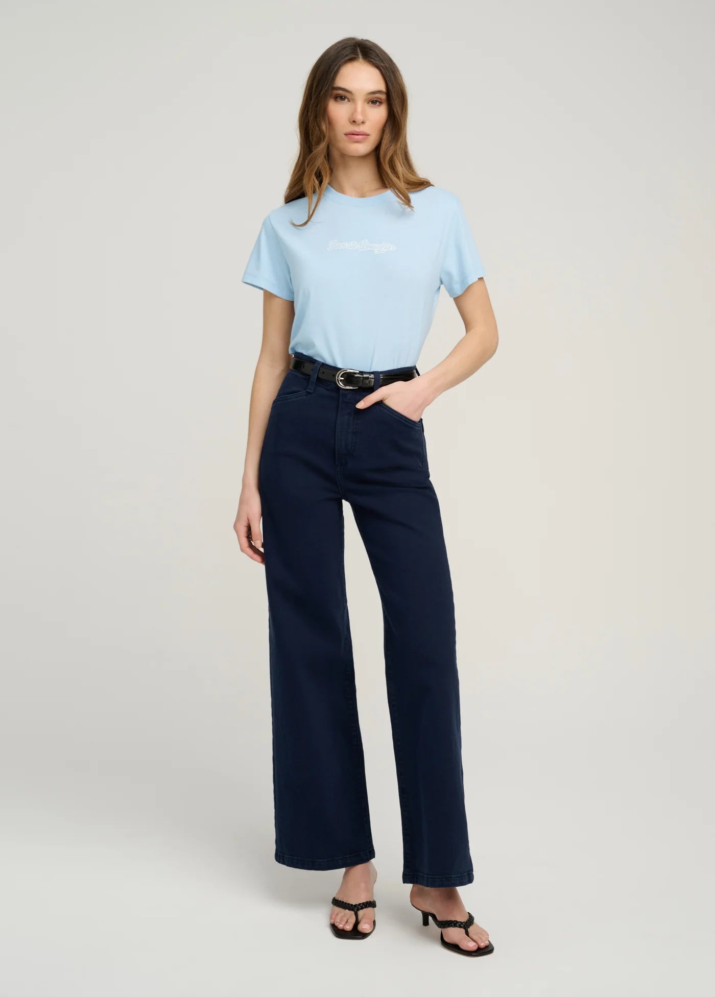 Cropped Varsity Tee - Sea Blue - Favorite Daughter