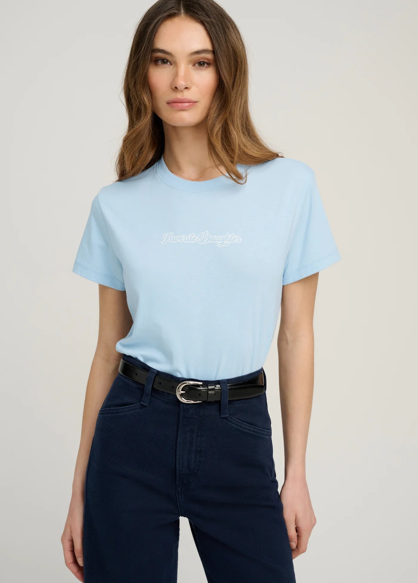 Cropped Varsity Tee - Sea Blue - Favorite Daughter