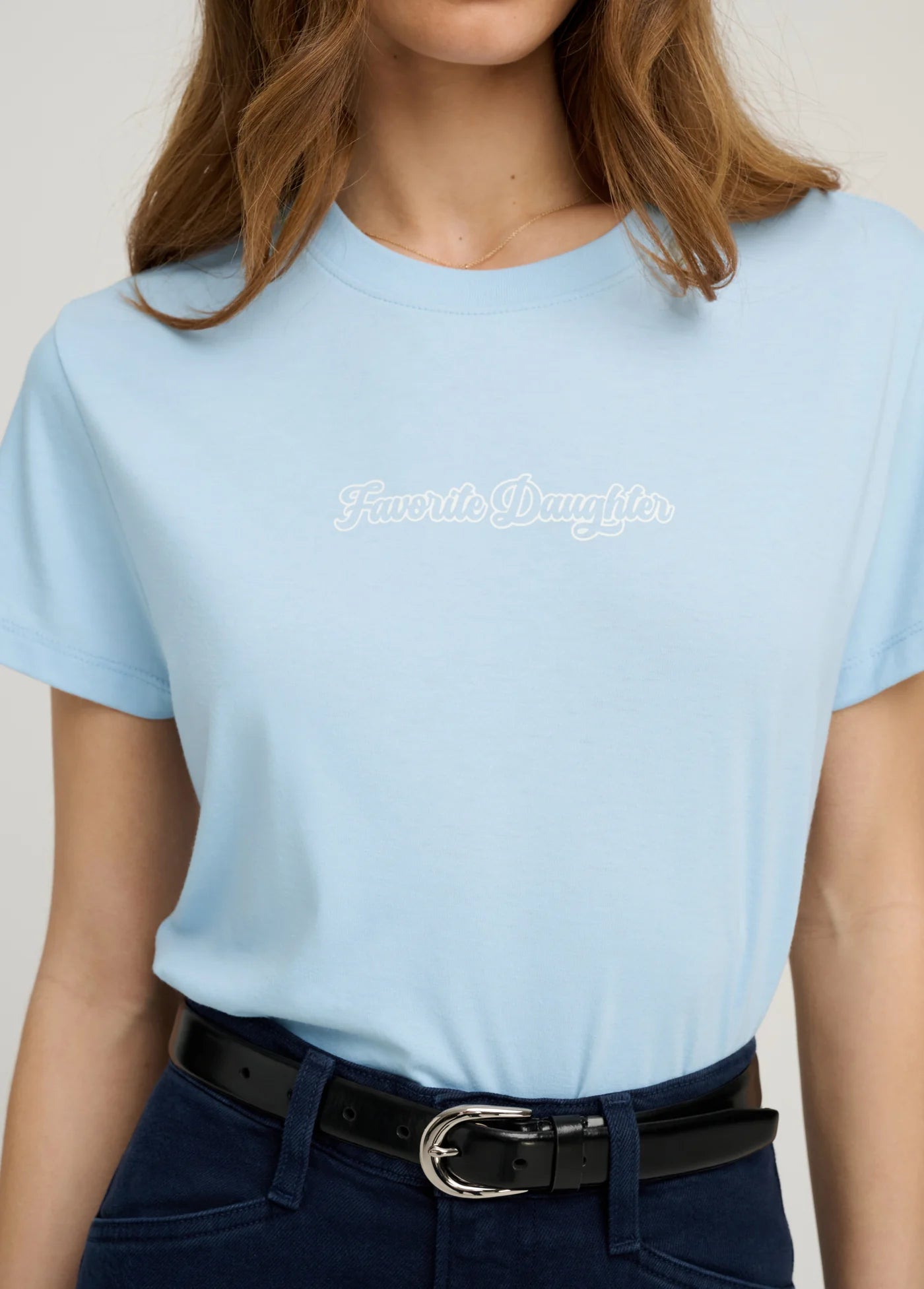 Cropped Varsity Tee - Sea Blue - Favorite Daughter