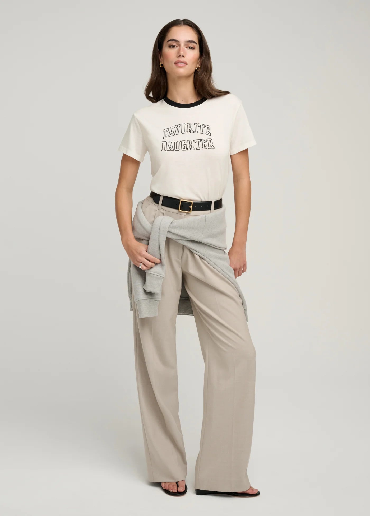 The Collegiate Classic Tee - White/Black - Favorite Daughter