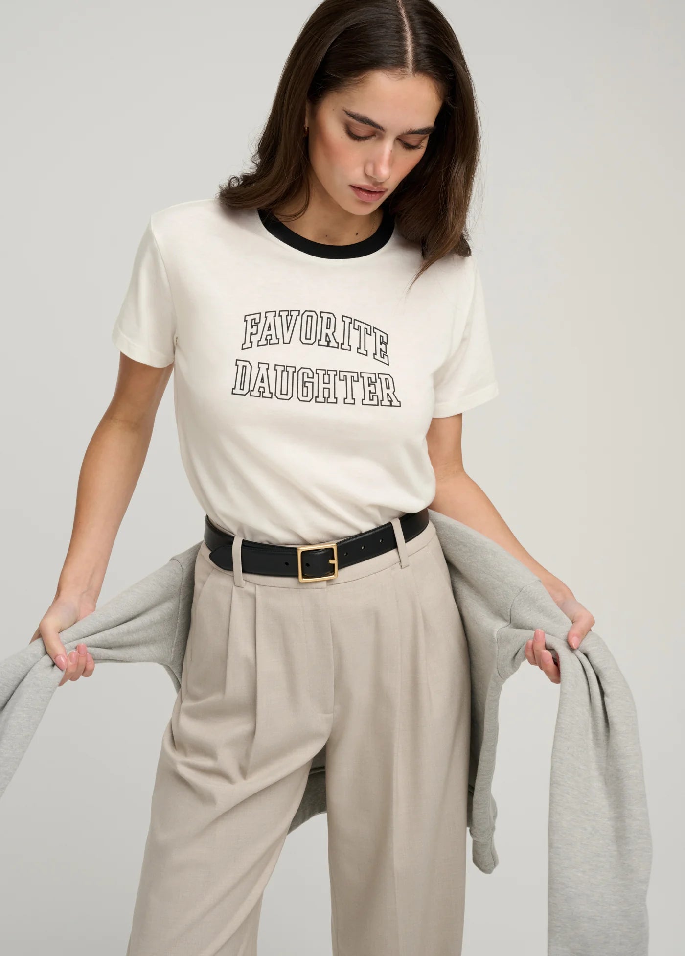 The Collegiate Classic Tee - White/Black - Favorite Daughter