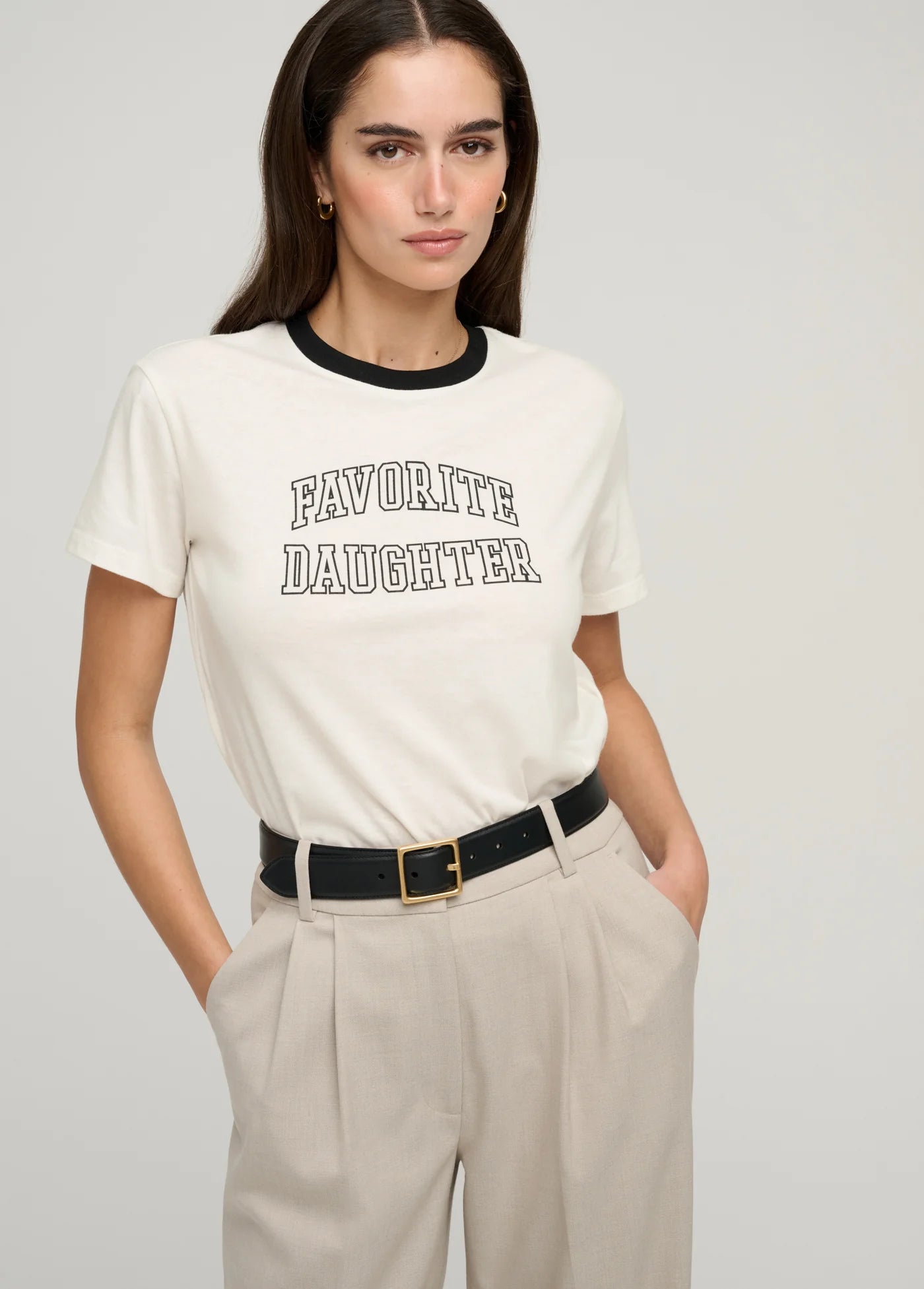 The Collegiate Classic Tee - White/Black - Favorite Daughter
