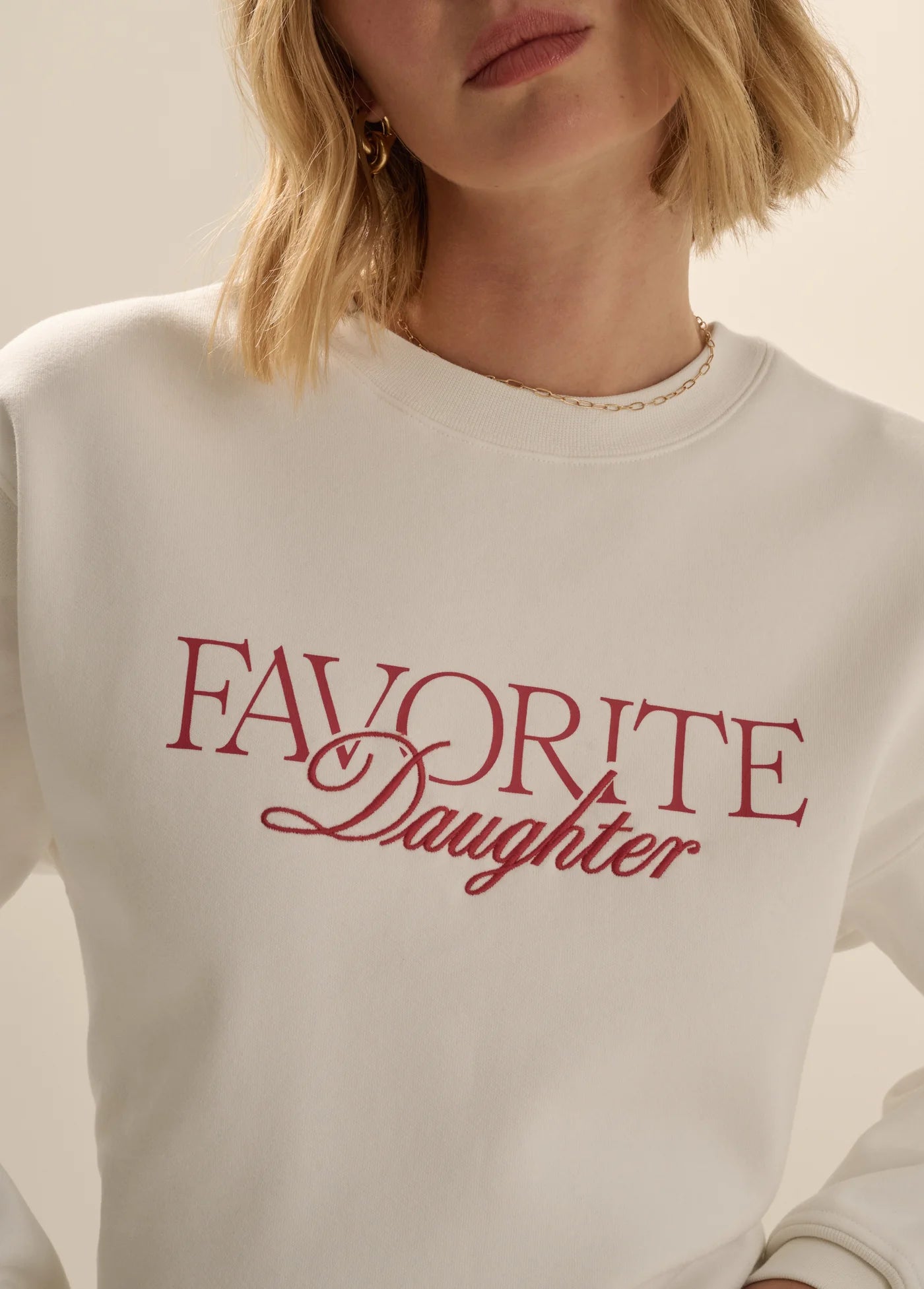 The Embroidery Ritzy Classic Sweatshirt - White/Red - Favorite Daughter
