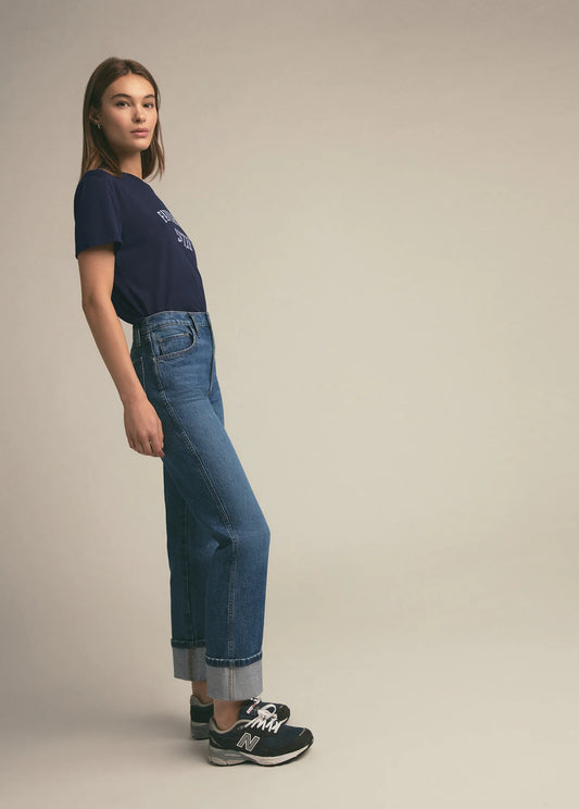 Favorite Sister Cropped Collegiate Tee - Navy - Favorite Daughter