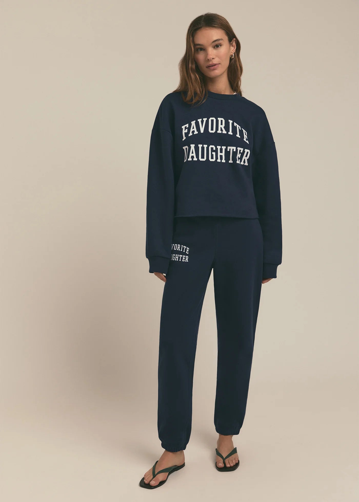 The Cropped Collegiate Sweatshirt - Navy - Favorite Daughter