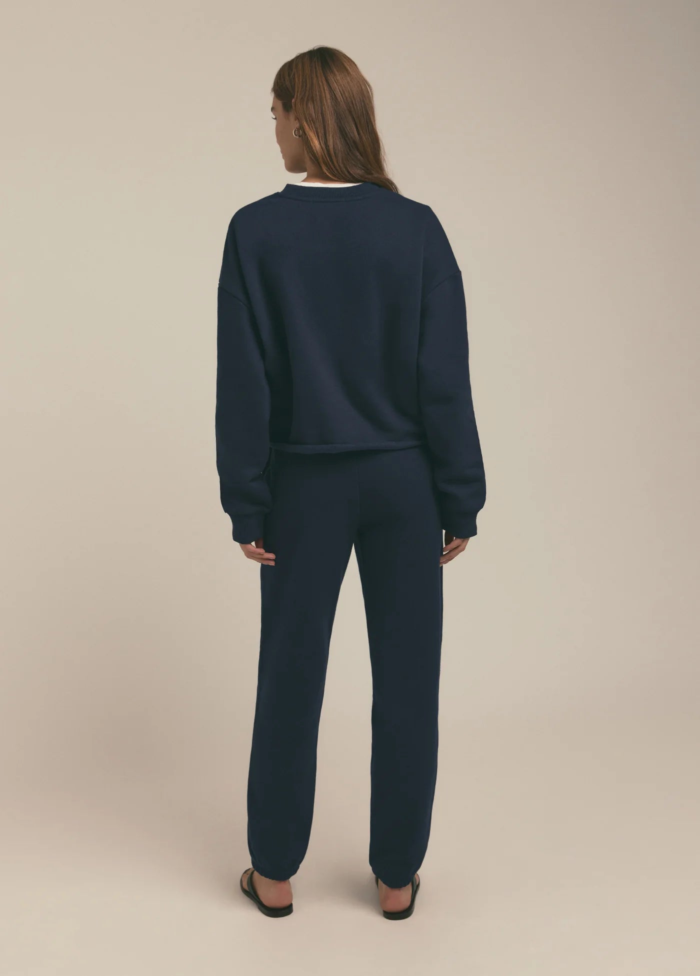 The Cropped Collegiate Sweatshirt - Navy - Favorite Daughter
