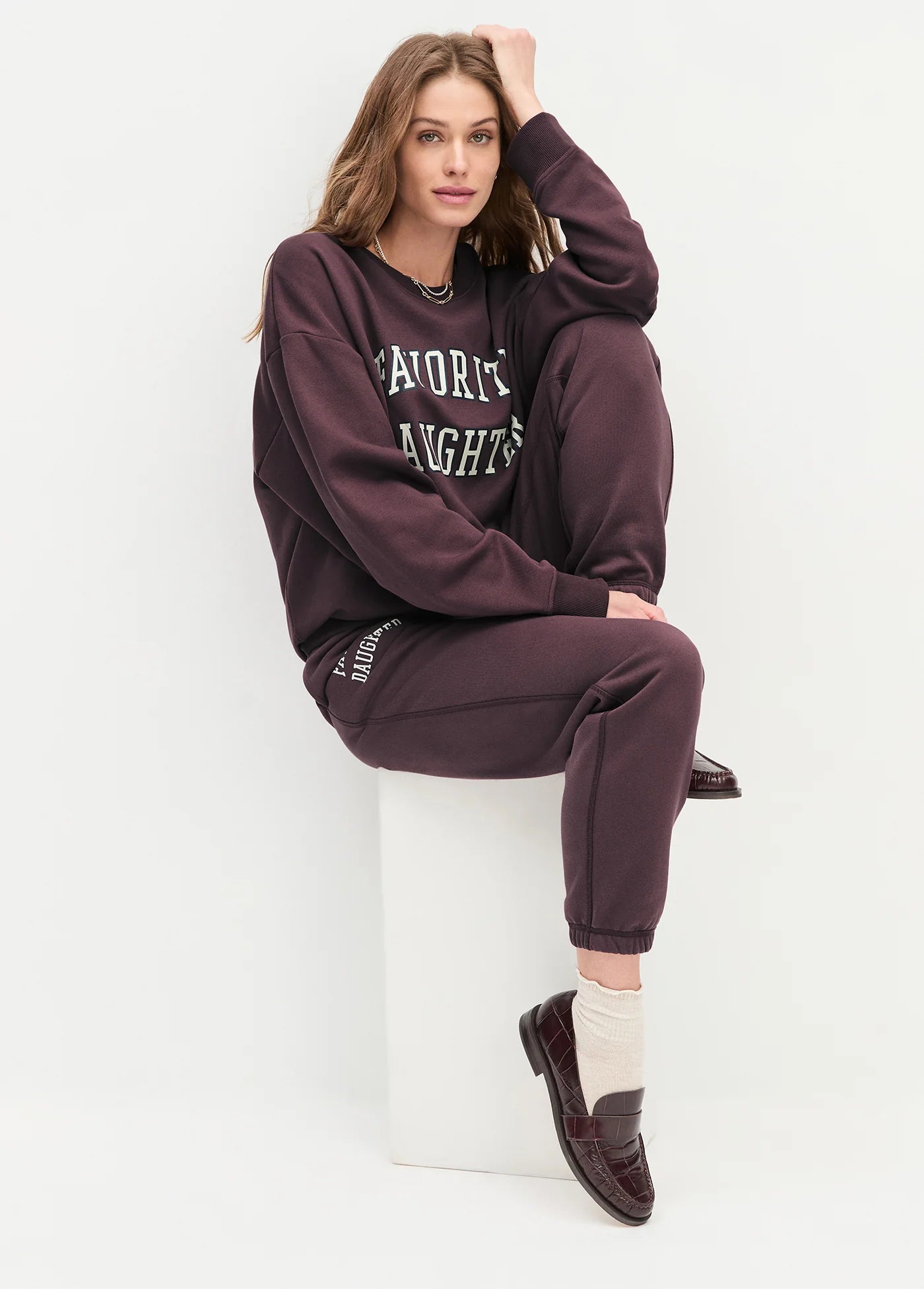 The Collegiate Logo Sweatshirt - Burgundy - Favorite Daughter
