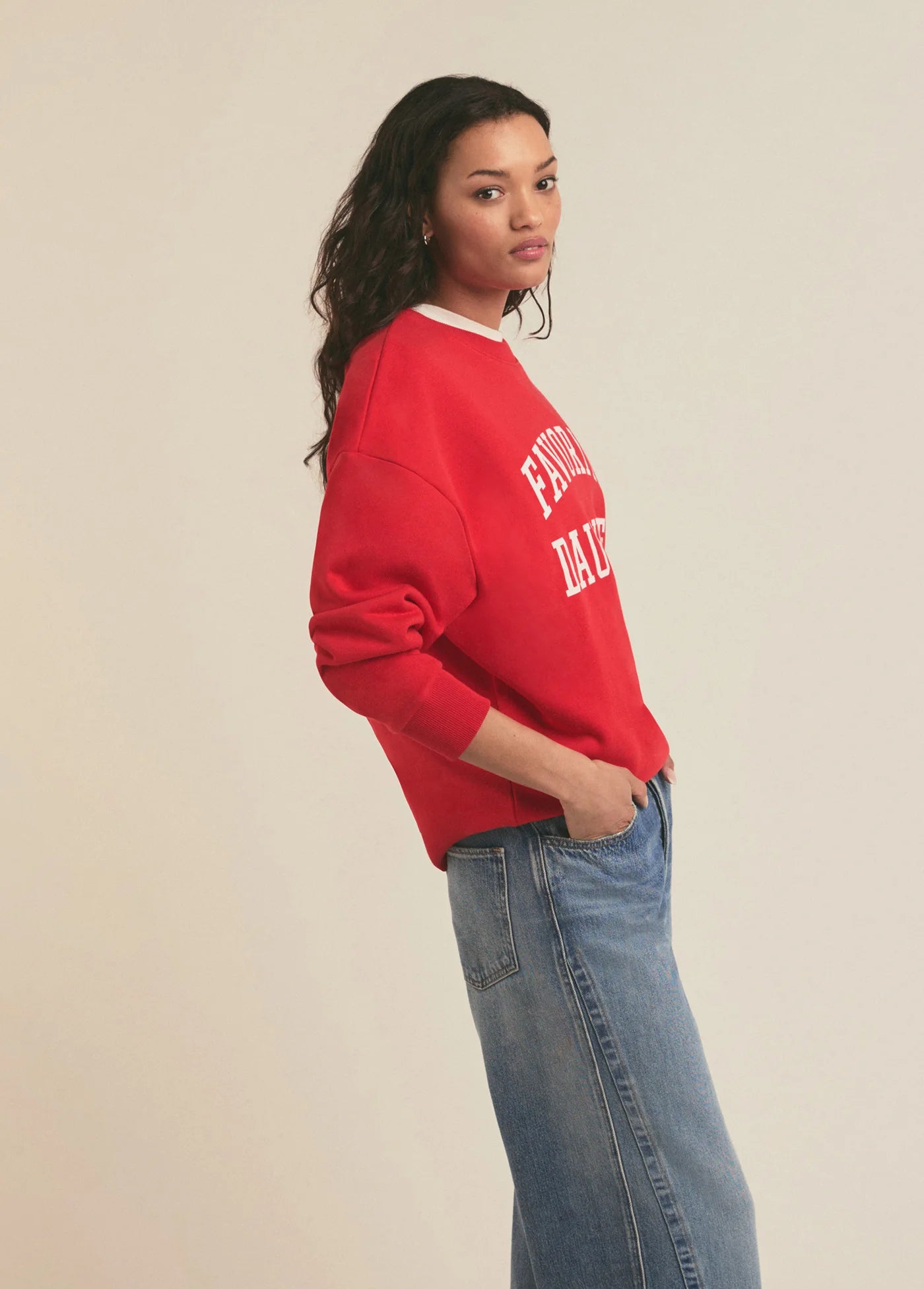 The Collegiate Logo Sweatshirt - Red - Favorite Daughter